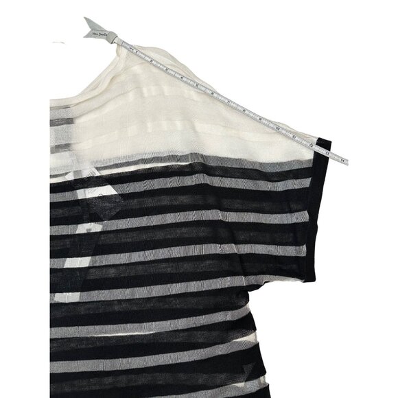 Chico's Shirt Size 0 Small NWT Travelers Stripe Dolman Top Black/White Oversized - Picture 12 of 15